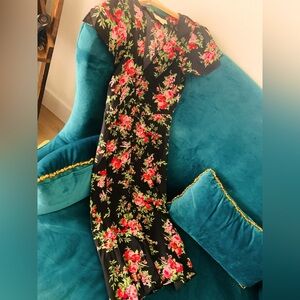 Black floral midi dress